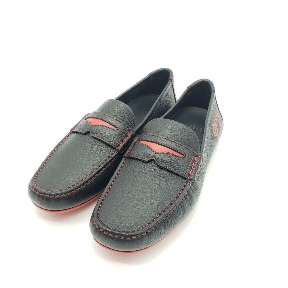 Versace Medusa Leather Loafers Moccasin Black - 39 - Picture 2 of 10